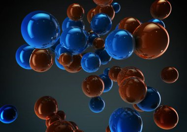 Soyut metalik küre kürelerinin 3 boyutlu çizimi