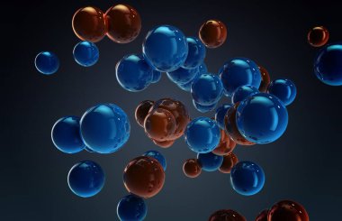 Soyut metalik küre kürelerinin 3 boyutlu çizimi