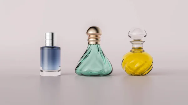 精美的香水玻璃瓶陈列 — 图库照片