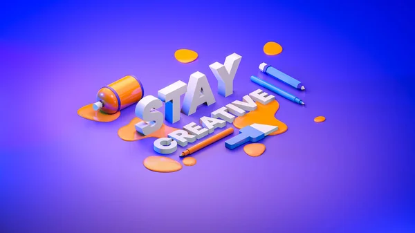 3d Typography, text word with Stay Creative concept