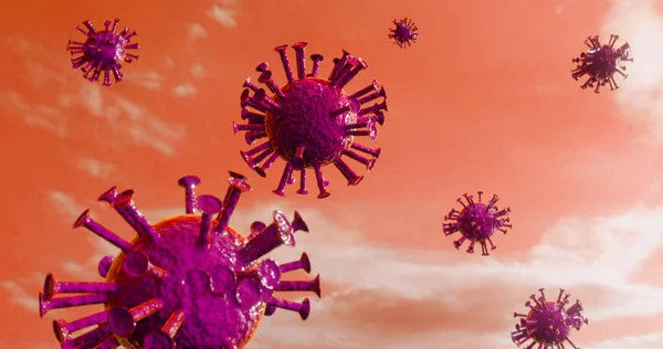 Pathogen Respiratory Coronavirus Covid Flu Outbreak Medical Rendering Microscopic View — Fotografia de Stock