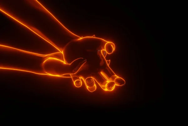 Light Fire Glowing Close View Hand Grabbing Effect — 스톡 사진