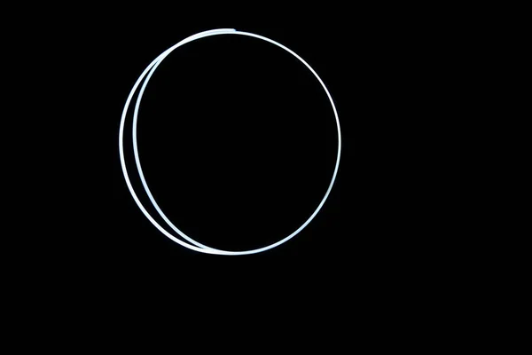 Abstract Circle Glowing Light Isolated Black Background Rendering — Photo