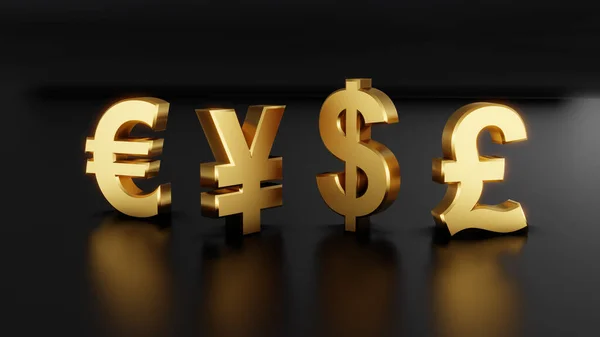 Currency Symbols Including Pound Yen Dollar Euro — 스톡 사진