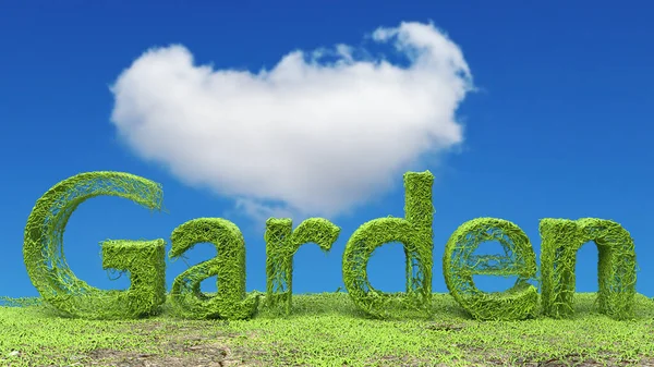 Image Summer Garden Text Meadow Sunny Blue Cloud Day — Stockfoto