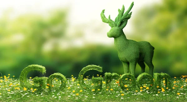 Green Environmental Concept Letters Deer — Stock Photo, Image