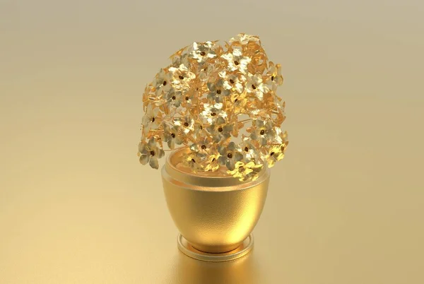 Букет Золотих Квітів Вазі — стокове фото