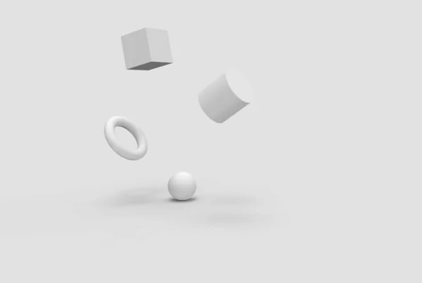 White Geometric Shape Form Floating Rendering — 스톡 사진