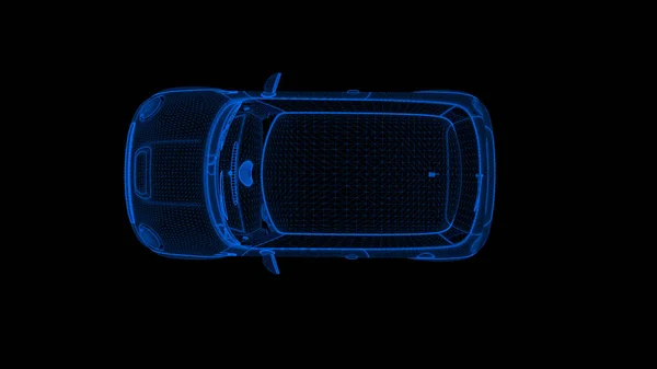 Wireframe Car Top Angle — ストック写真