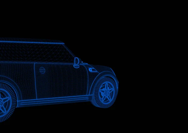 Car Hologram Wireframe Nice Rendering — kuvapankkivalokuva