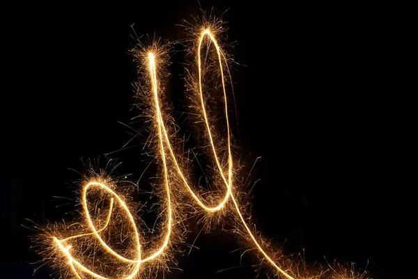 Sparkle Firework Writing Font Black Background — Fotografie, imagine de stoc