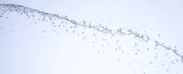 Salpicadura Agua Cerca Tiro Sobre Fondo Azul — Foto de Stock