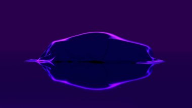 Presentation Of Car Covered With Cloth on Dark Illuminated By Violet Neon Light Background. 3d render.