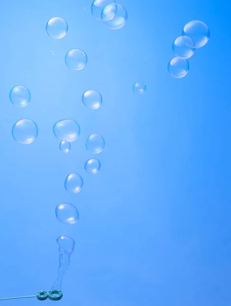 Burbuja Jabón Esfera Fondo Azul Bola Color Redondo Círculo — Foto de Stock