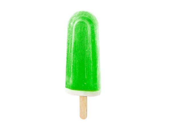 キウイまたはライム 緑のアイス 白い背景に隔離されたアイスクリーム — ストック写真