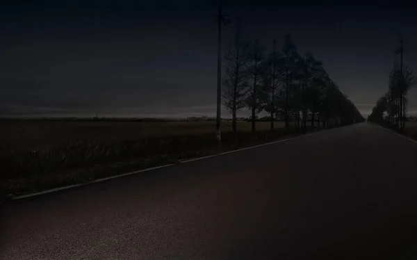 Nachtstraße Auf Dem Land — Stockfoto