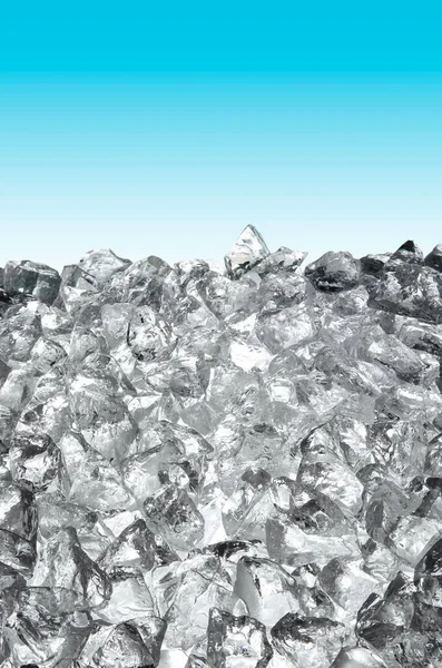 Crush Ice Cubes Isolated Blue Back Ground — Stock Photo, Image