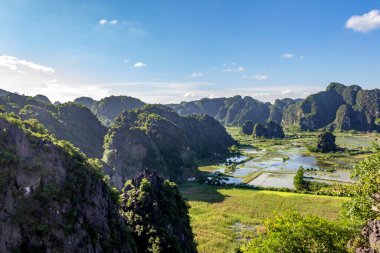 Trung Khanh 'daki pirinç tarlası, Cao Bang, Vietnam. Trung Khanh, Cao Bang, Vietnam manzarası.