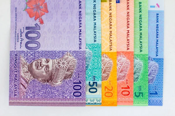 Malaysia Valuta Myr Stack Ringgit Malaysia Sedel Med Isolerad Vit — Stockfoto