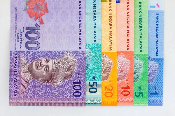 Malaysia Valuta Myr Stack Ringgit Malaysia Sedel Med Isolerad Vit — Stockfoto