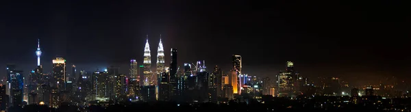 Panorama Vista Horizonte Cidade Kuala Lumpur Noite — Fotografia de Stock