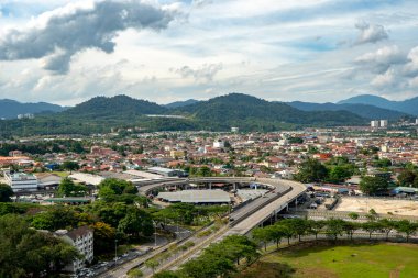 Malezya 'daki Batu Mağarası Selayang' ın çevresindeki Pasar Borong 'un hava manzarası.