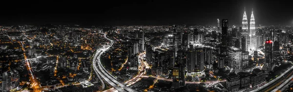 Concept Panoramique Doré Noir Vue Aérienne Centre Ville Kuala Lumpur — Photo