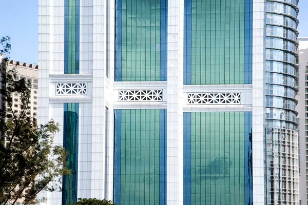 Close View Building Architectural Details Green Glass — Stock Photo, Image