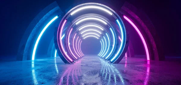 Tunnel De Lumière Multicolore Avec Lumières Violettes Et Fond D'effet  D'éclairage De Scène De Réflexions