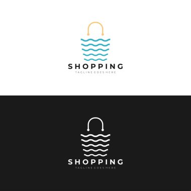 Alışveriş logosu tasarımı ilham verici. Alışveriş torbası logo şablonu. Vektör İllüstrasyonu