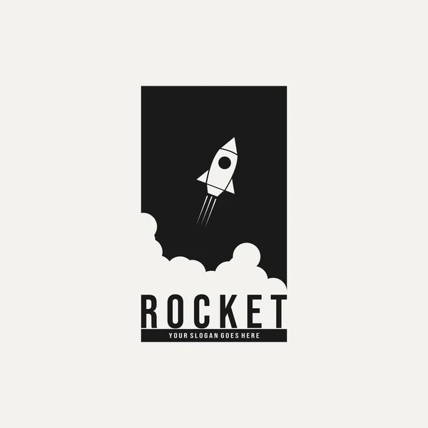 Basit bir logo tasarımında uçan roket. Vektör illüstrasyonu. 