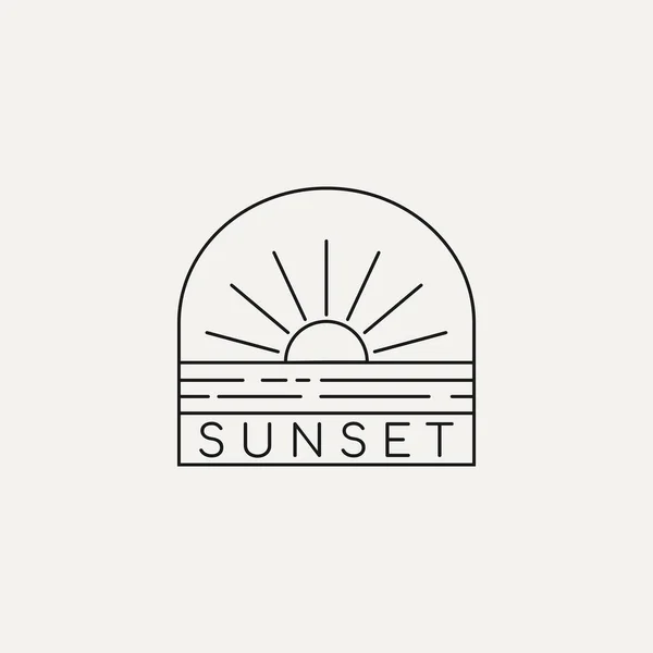 Sunset Line sanat tarzı logo tasarımı. Vektör illüstrasyonu.