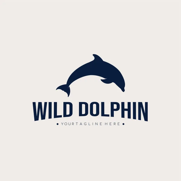 Vahşi yunus minimalist logo şablonu. Logo tasarımı. Vektör illüstrasyonu.