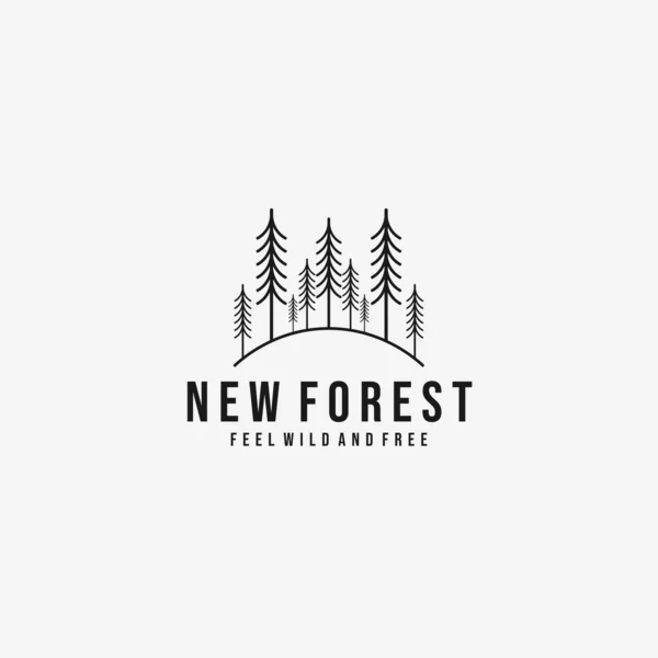 Yeni orman minimalist logo şablonu. Trees Logo tasarımı. Vektör illüstrasyonu.