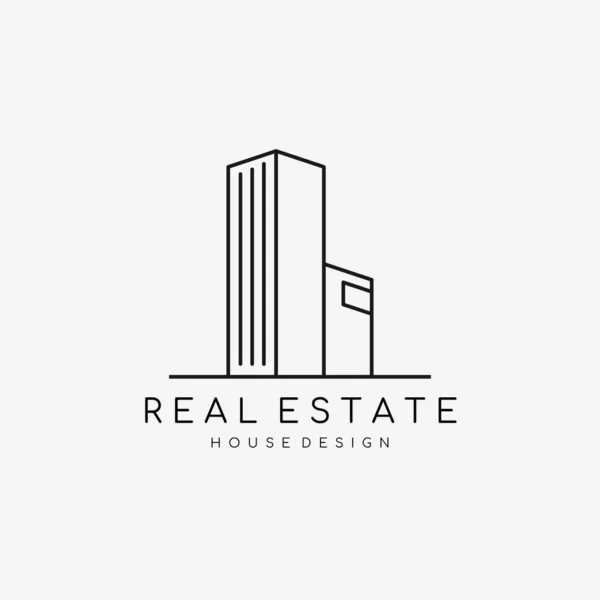Emlak çizgisi sanat minimalist logo şablonu. Bina logosu tasarımı. Vektör illüstrasyonu.