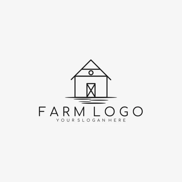 Modèle Logo Minimaliste Ferme Logo Maison Design Illustration Vectorielle — Image vectorielle