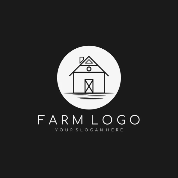 Minimalist çiftlik logosu şablonu. Köy evinin logosu. Vektör illüstrasyonu