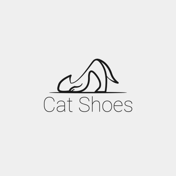 Kedi ayakkabısı logosu tasarımı. Vektör illüstrasyonu.