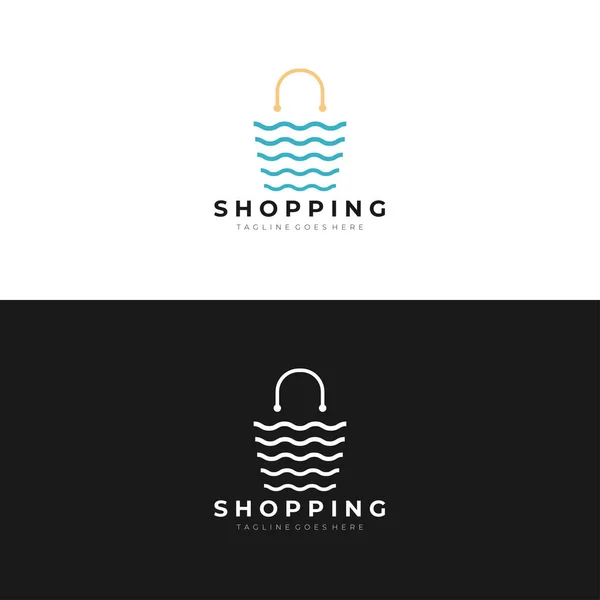 Alışveriş logosu tasarımı ilham verici. Alışveriş torbası logo şablonu. Vektör İllüstrasyonu