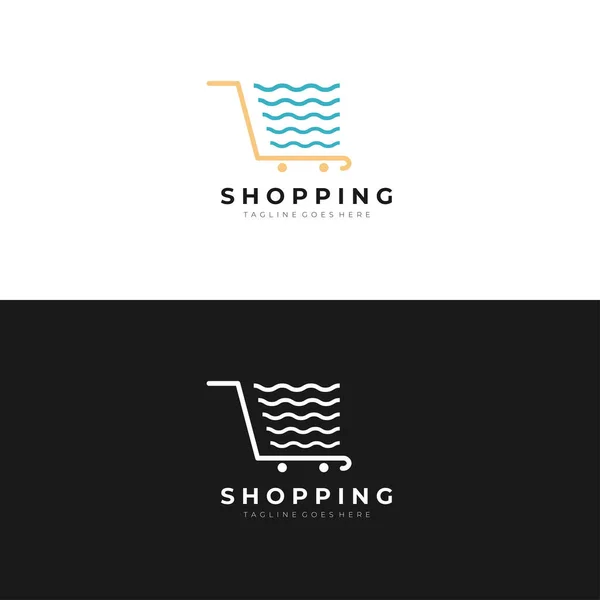 Alışveriş logosu tasarımı. Trolley logo şablonu. Vektör İllüstrasyonu