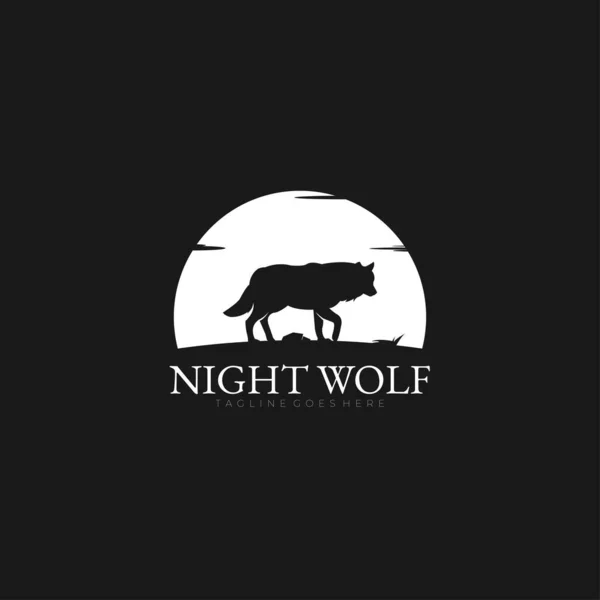 Gece Kurdu logosu ilham kaynağı. Kurt silueti logo şablonu. Vektör İllüstrasyonu