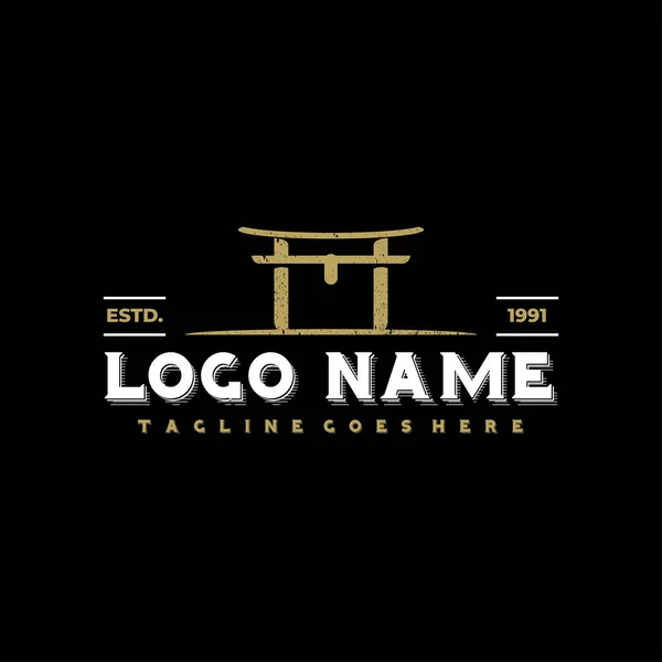 Japon Torii kapı logosu tasarımı ilham verici. Vektör İllüstrasyonu