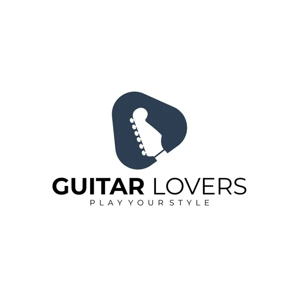 Gitar severler logosu ilham kaynağı. Gitar penası logosu şablonu olan başlık. Vektör İllüstrasyonu