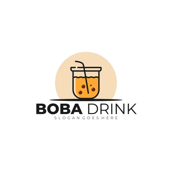 Boba içeceği minimalist logo şablonunda. Vektör İllüstrasyonu