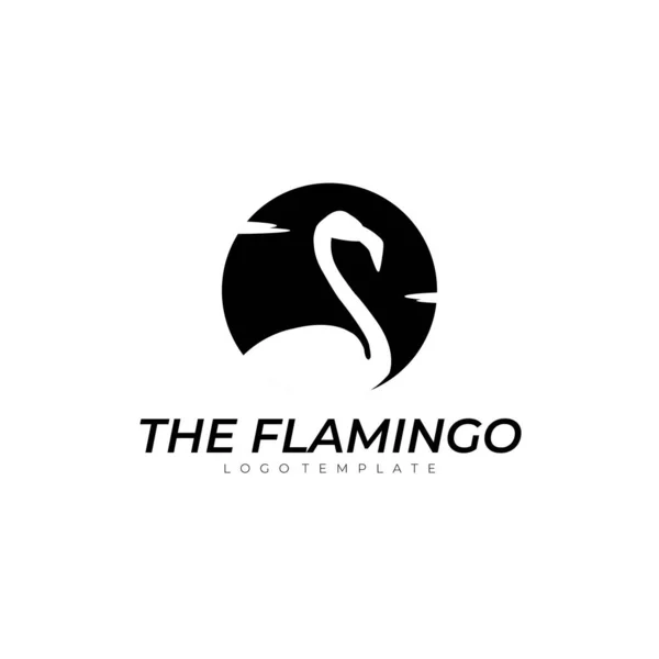 Flamingo siluet logo şablonu. Vektör illüstrasyonu.