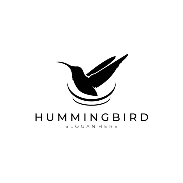 Sinek kuşu silueti logosu tasarımı ilham verici. Sinekkuşu logo şablonu. Vektör İllüstrasyonu