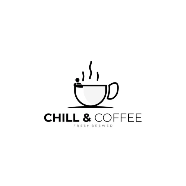 Soğuk ve kahve logosu tasarımı ilham verici. Kafe çizgisi sanat logosu şablonu. Vektör İllüstrasyonu