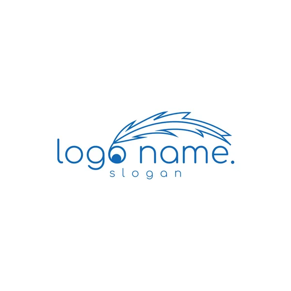 Kuş tüyü logo şablonlu minimalist kelime işareti logosu. Vektör illüstrasyonu