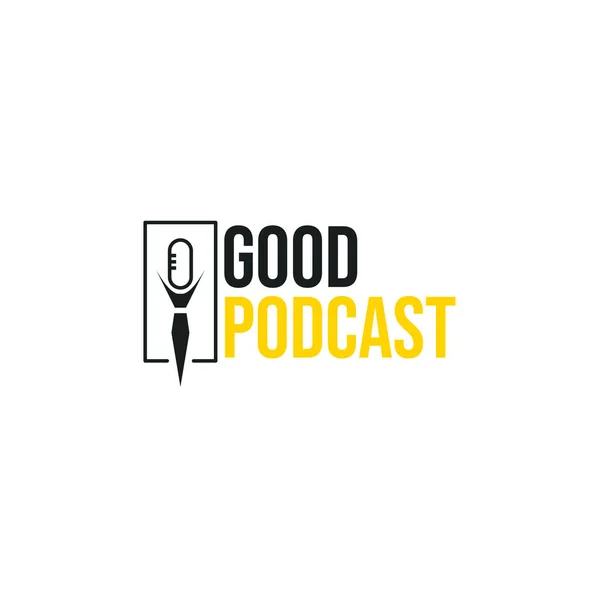 İyi podcast logo tasarımı ilham verici. Eşsiz podcast logo şablonu. Vektör İllüstrasyonu