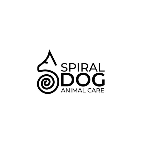 Spiral köpek logosu tasarımı ilham verici. Minimalist çizgili evcil hayvan dükkanı logosu şablonu. Vektör İllüstrasyonu